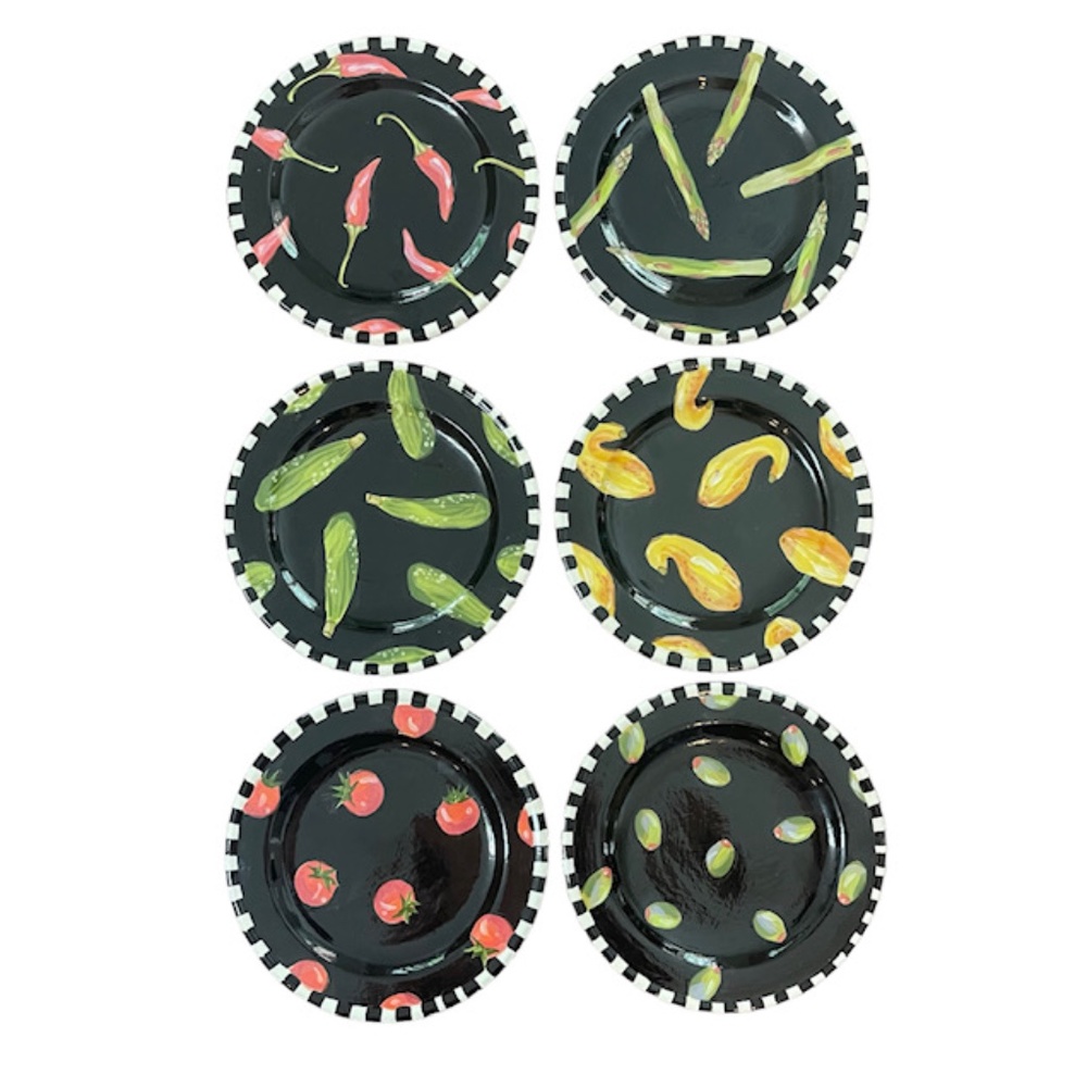 6 Droll Designs Handmade and Hand painted plates